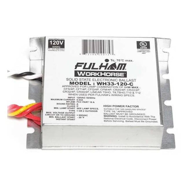 Fulham 5 to 64 Watts, 1, 2, 3, or 4 Lamps, Electronic Ballast WH33-120-C