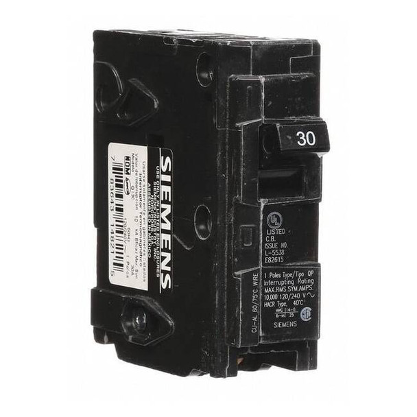 Miniature Circuit Breaker, Q Series, 30A, 1 Pole, 120V AC, 10kA at 120V AC