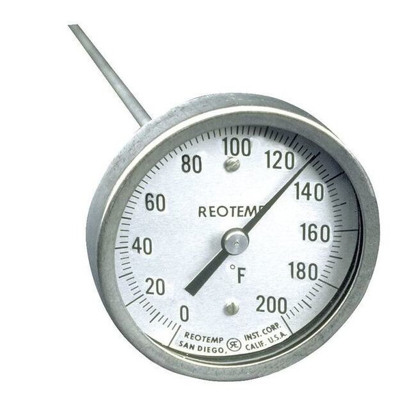 Reotemp Bimetal Thermom,3 In Dial,0 to 200F A72PF   0-200F