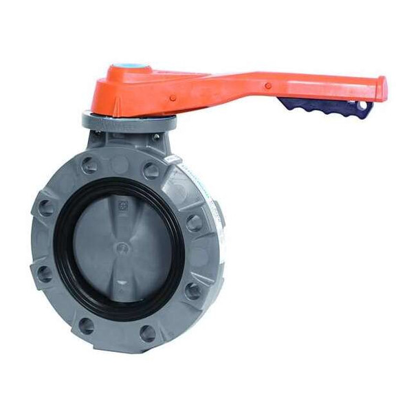 Hayward Flow Control Butterfly Valve, 4", PVC/EPDM, Lever Handle BYV11040A0EL000
