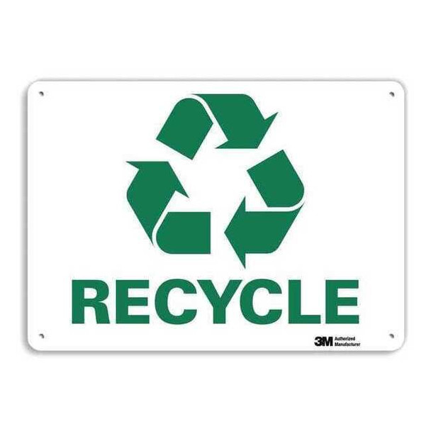 Recycle, 14 in W x 10 in H, Horizontal Rectangle, Aluminum, U1-1028-RA_14X10