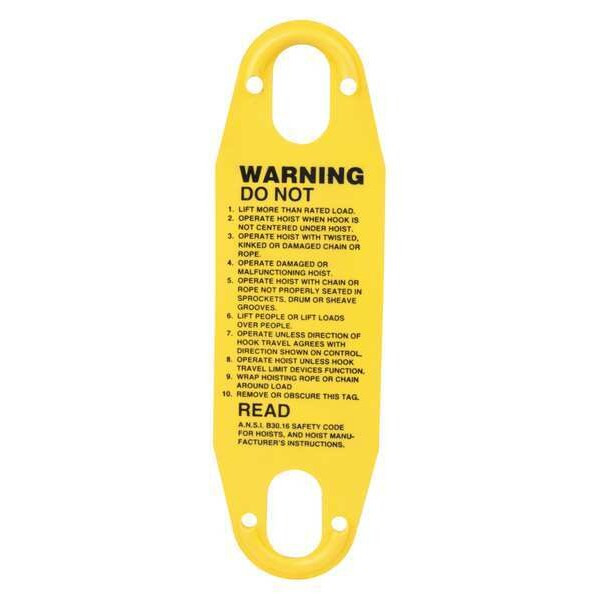 Budgit Hoists Warning Label Pushbutton 22559401