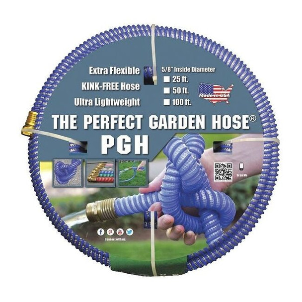 5/8 in ID x 100 ft L Water Hose, Rubber Tube, Green, Brass x Brass Fitting