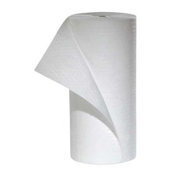 Pig Sorbent Roll, 32 gal, 30 in x 150 ft, Oil, White, Polypropylene MAT458