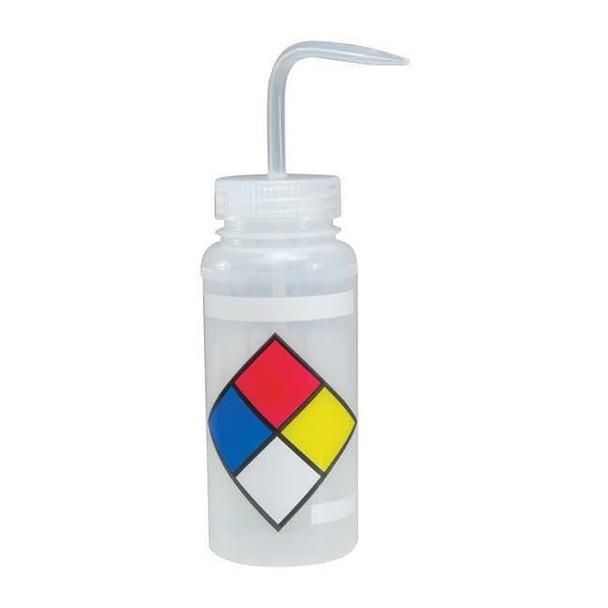 Wash Bottle, Std Spout, 500ml, Write-On, PK4, Mouth: Wide