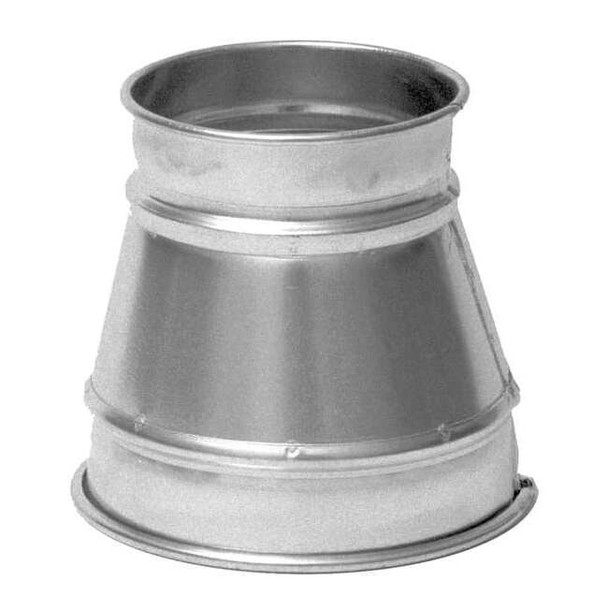 Round Duct Reducer, 12 in x 8 in Duct Dia, Galvanized Steel, 22 ga GA, 10" L