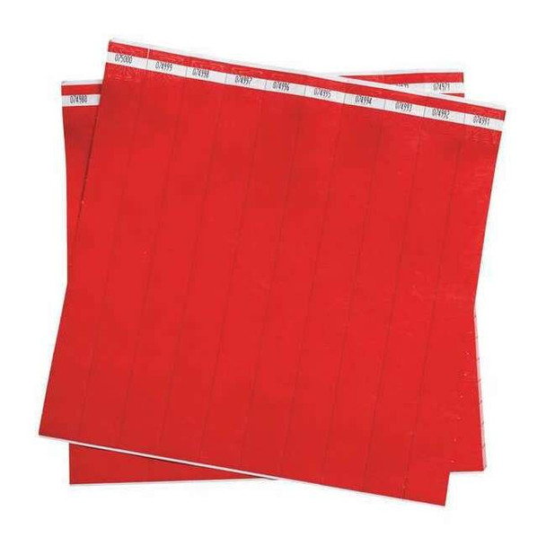 Brady ID Wristband, Polyethylene, 1 in W, Red, 500 PK 95097