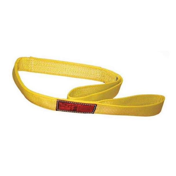 Synthetic Web Sling, Type 3, 3 ft L, 2 in W, Nylon, Yellow