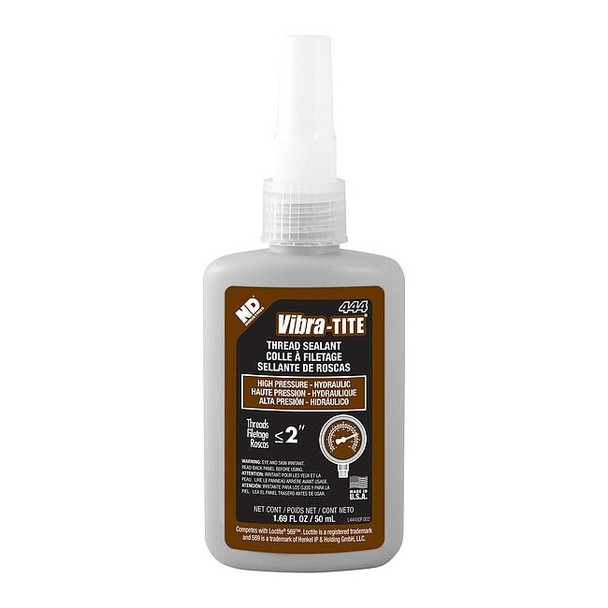 Vibra-Tite Thread Sealant, Brown, Liquid, 50 mL Bottle 44450