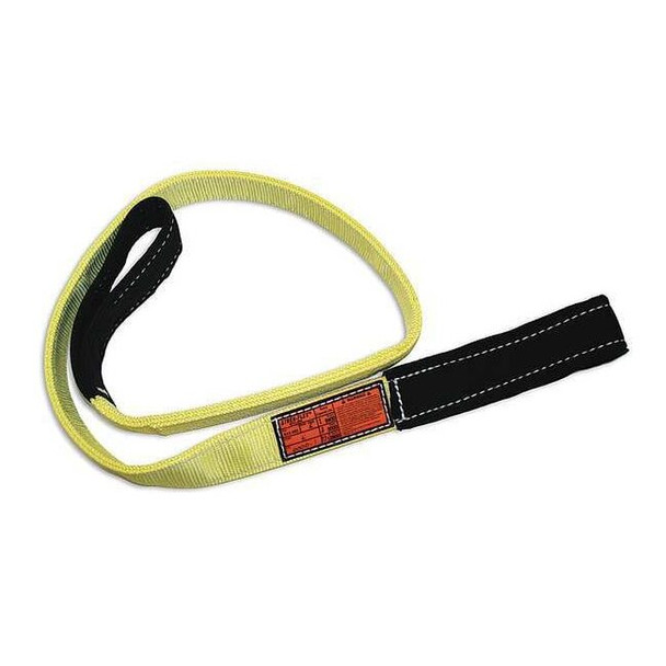 Synthetic Web Sling, Type 3, 8 ft L, 1 in W, Nylon, Yellow/Black
