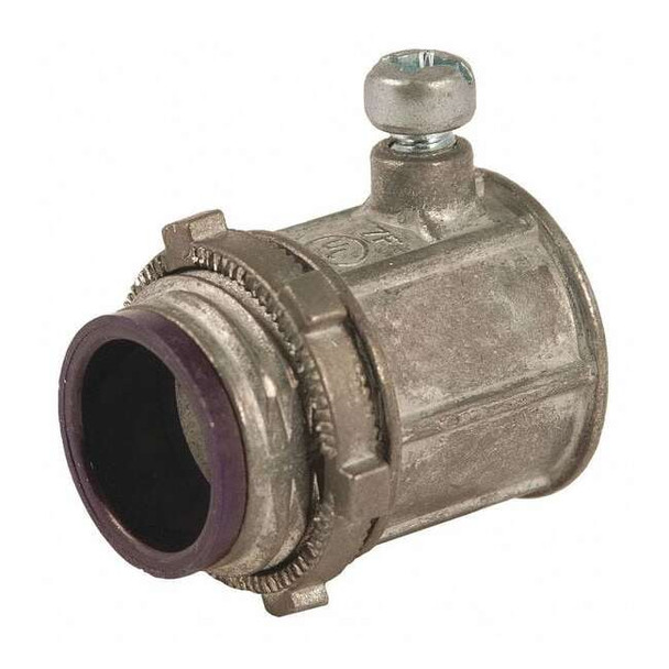 Raco EMT Grounding Connector, 1/2 in, Set Screw, Zinc Alloy, Plain, Gray 2634