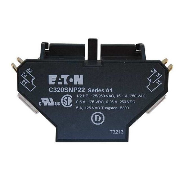 Eaton Cutler-Hammer Aux Contact Block,2NO/2NC,10A C320SNP22
