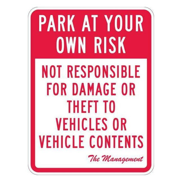 Lyle Parking Lot Damage Advisory Sign,24"x18, T1-1066-HI_18x24 T1-1066-HI_18x24