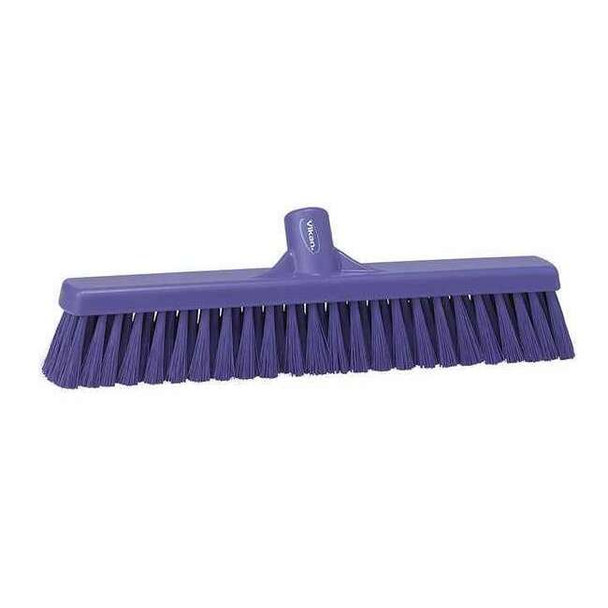 16 in Sweep Face Broom Head, Soft/Stiff Combination, Synthetic, Purple