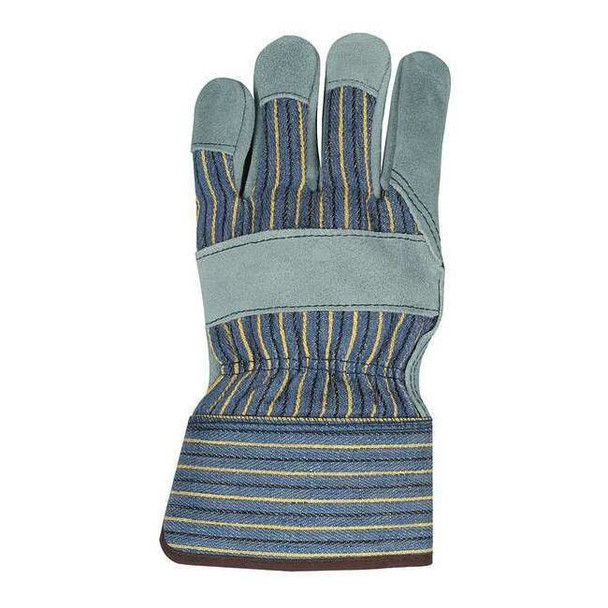 Mcr Safety Leather Gloves, Cotton, Safety Cuff, Wing Thumb, Blue, L 1400RH