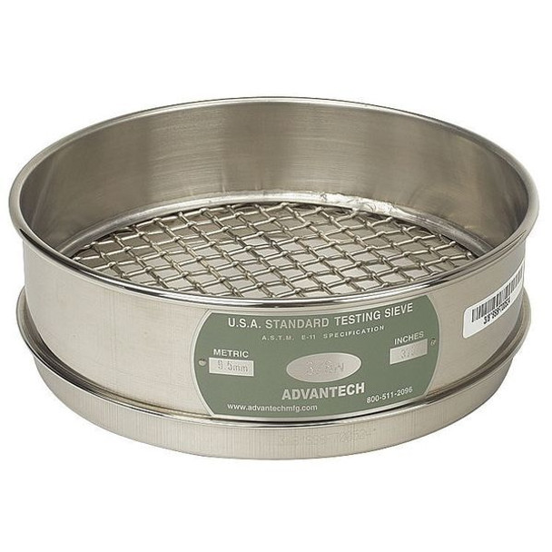 Advantech Sieve, 1/2", S/S, 8 In, Full Ht 1/2"SS8F