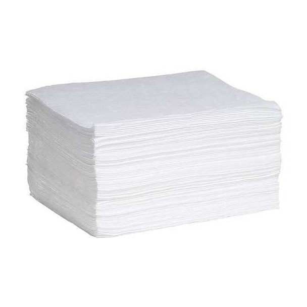 Spilltech Sorbent Pad, 26 gal, 15 in x 19 in, Oil, White, 100 PK WP100M