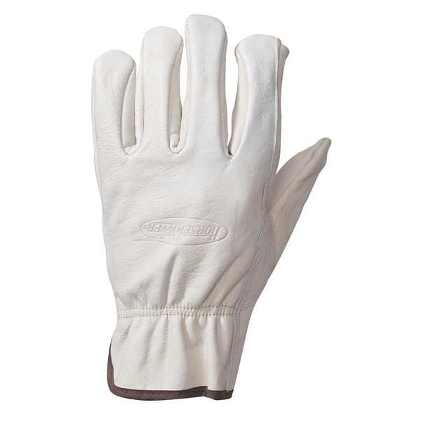 Leather Drivers Gloves, Shirred Wrist, Keystone Thumb, Gunn Cut, White, M 1 PR