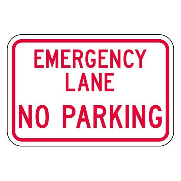 Lyle No Parking Sign, 24" W, 18" H, English, Aluminum, White NP-057-24HA