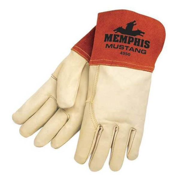 Mustang Welding Gloves, Gauntlet Cuff, Wing Thumb, Premium Goatskin, L, 1 PR