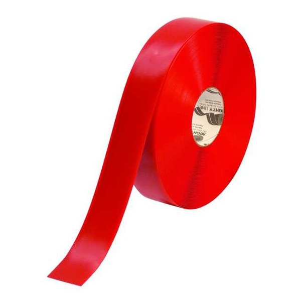 Mighty Line Floor Marking Tape, vinyl, Solid, Red, 2 in W., 55 mil Thickness 2RR