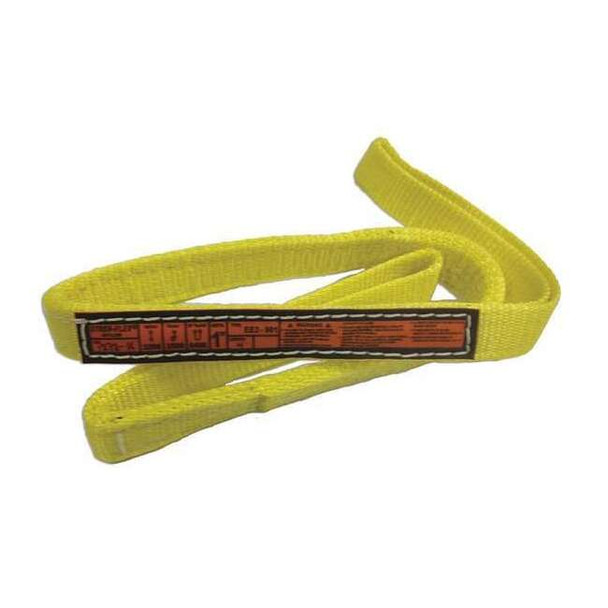 Synthetic Web Sling, Type 3, 3 ft L, 1 in W, Nylon, Yellow