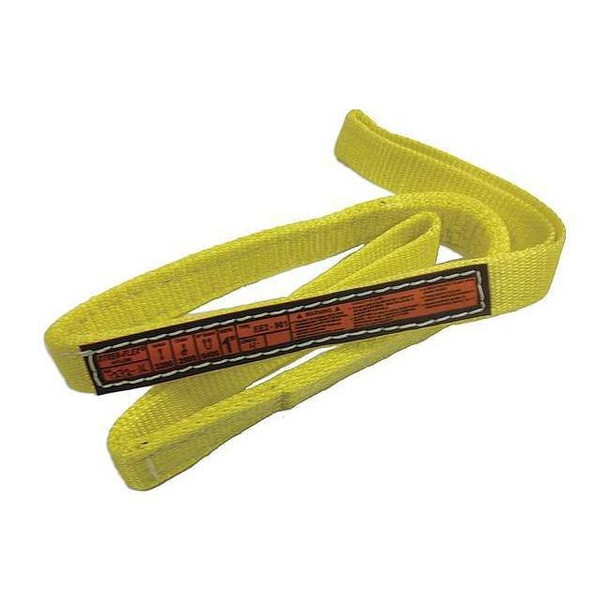 Synthetic Web Sling, Type 3, 5 ft L, 1 in W, Nylon, Yellow