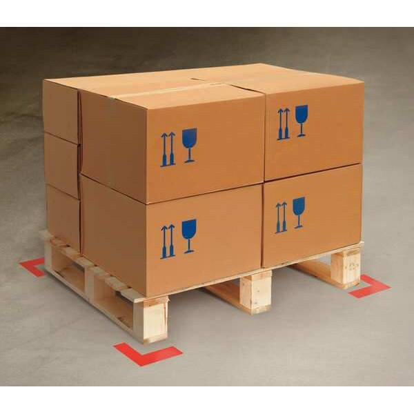 Floor Marking Tape, vinyl, No Legend, Red, 2 in W., 55 mil Thickness, 100 PK