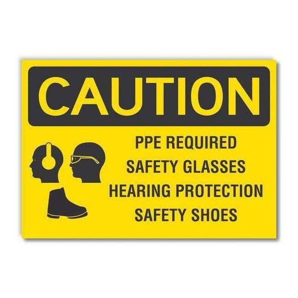 Caution Sign,Self-Adhesive Vinyl,10 in H, LCU3-0186-RD_14x10