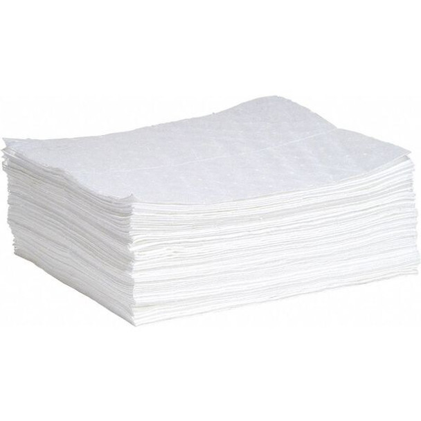 Spilltech Sorbent Pad, 14 gal, 15 in x 19 in, Oil, White, 50 PK WPB50H