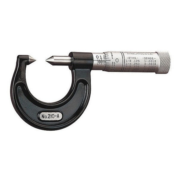 Starrett Outside Micrometer,7/8 In,Pointed Anvil 210AP