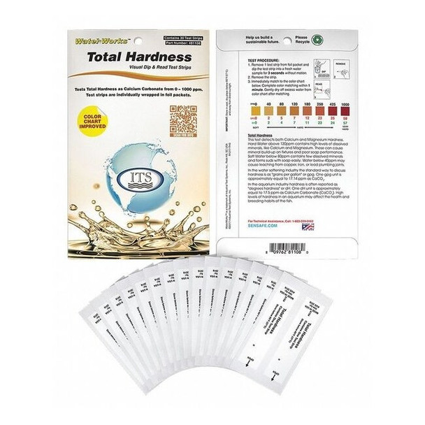 Industrial Test Systems Test Strip,Total Hardness,0-1000ppm,PK30 481108