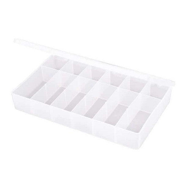 Compartment Box with 12 compartments, Plastic, 1 3/4 in H x 6-3/16 in W