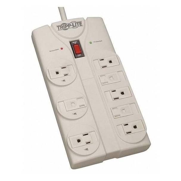 Tripp Lite Outlet Strip, Surge, 8 5-15R, 5-15P, 8 ft., Gray TLP808