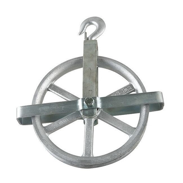 Well Wheel Pulley Block, Fibrous Rope, 1,200 lb Max Load, Electro-Galvanized
