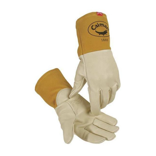 1869 Welding Gloves, Gauntlet Cuff, Straight Thumb, Premium Goatskin, M, 1 PR