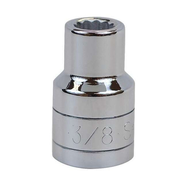 1/2 " Drive, 3/8" SAE, Socket, 12 Points,  Steel, Chrome, 3/8 in