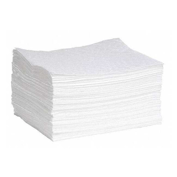 Spilltech Sorbent Pad, 22 gal, 15 in x 18 in, Oil, White, Polypropylene WPL-M