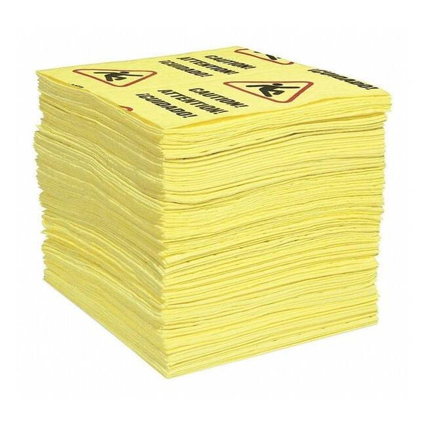 Sorbent Pad, 24 gal, 15 in x 19 in, Universal, Yellow, 100 PK