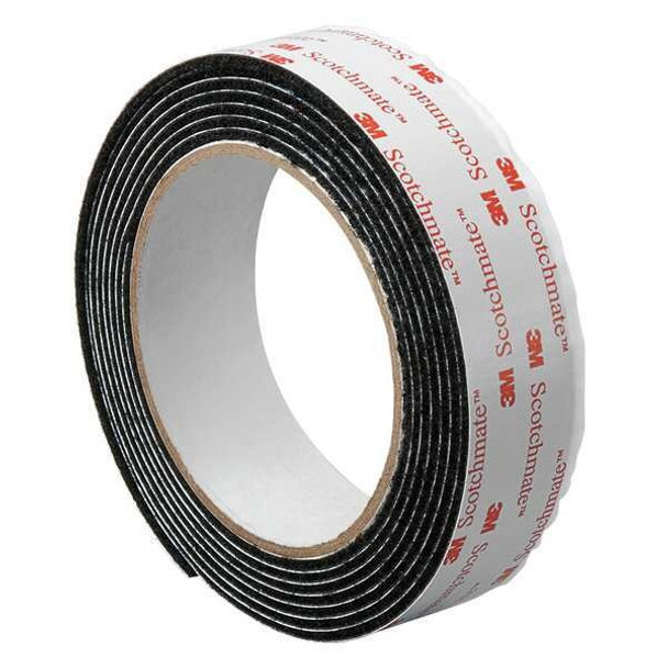 3m Reclosable Fastener, Rubber Adhesive, 15 ft, 1 in W, Black 1-5-SJ3527N