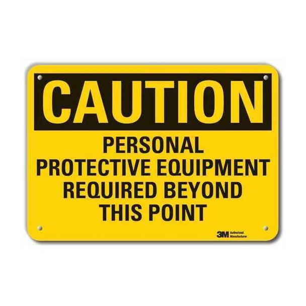 Caution Sign, 10 in Height, 14 in Width, Aluminum, Horizontal Rectangle, English