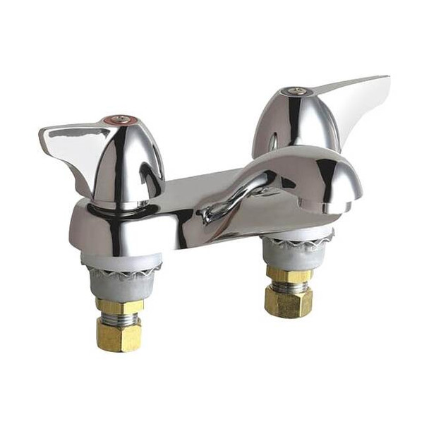Manual Low Arc Bathroom Faucet, 8" Mount, Polished Chrome 3 Hole