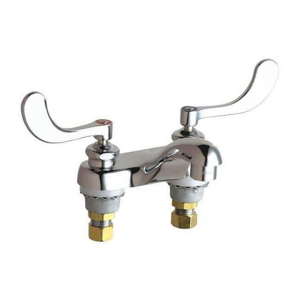 Manual Low Arc Bathroom Faucet, 4" Mount, Polished Chrome 2 Hole