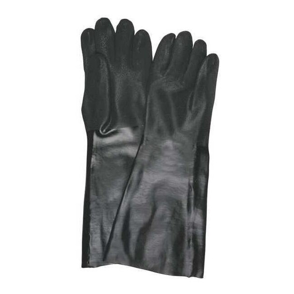 6528S Chemical Resistant Gloves, PVC, 18 in L, Not Rated, Black, L, 12 PK