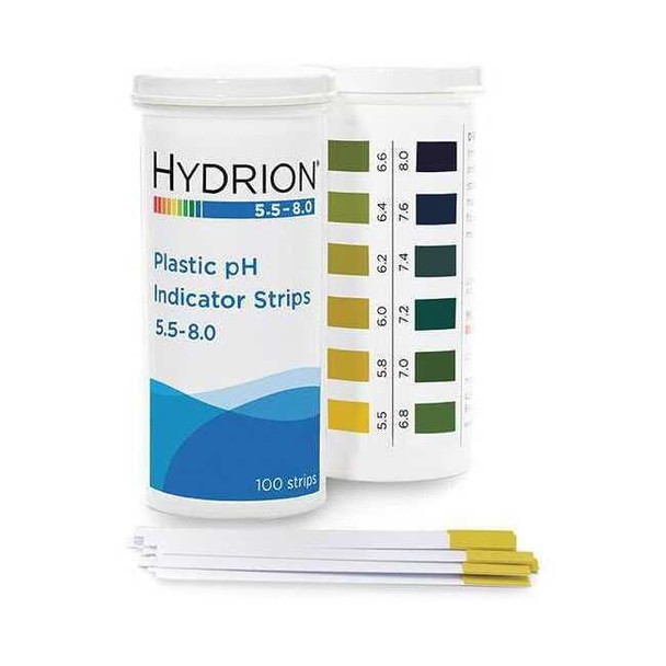 Hydrion pH Test Strips,2 3/4 in L,1/4 in W,PK100 9700