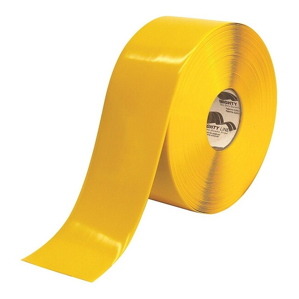 Floor Marking Tape, vinyl, No Legend, Yellow, 4 in W., 55 mil Thickness