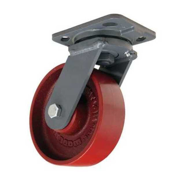 Hamilton Plate Caster,Swivel,Cast Iron,6 in.,1400 lb,B S-WH-6MB