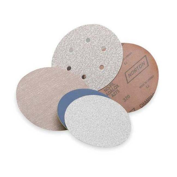 Norton Abrasives PSA Sanding Disc, AlO, Paper, 5in, 100G, PK4 07660701812