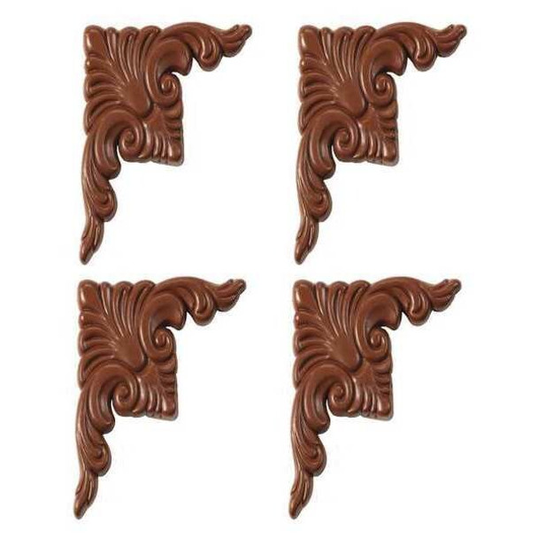 Mirredge Corner Plates, 3 1/2 in L, 3 1/2 in W, 1/4 in H, Wood Grain 63504