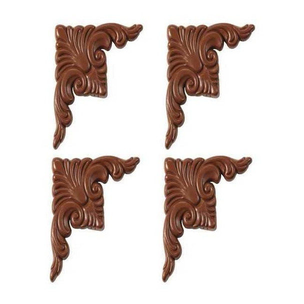 Mirredge Corner Plates, 3 1/2 in L, 3 1/2 in W, 1/4 in H, Wood Grain 63504